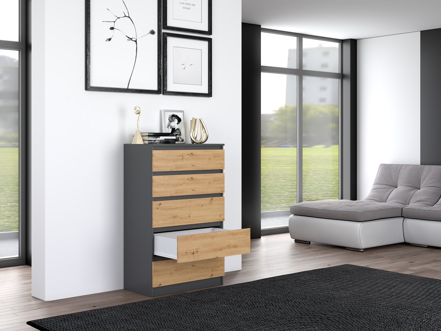 Komoda M5 70x40xH112 antracyt/artisan - obrazek 3