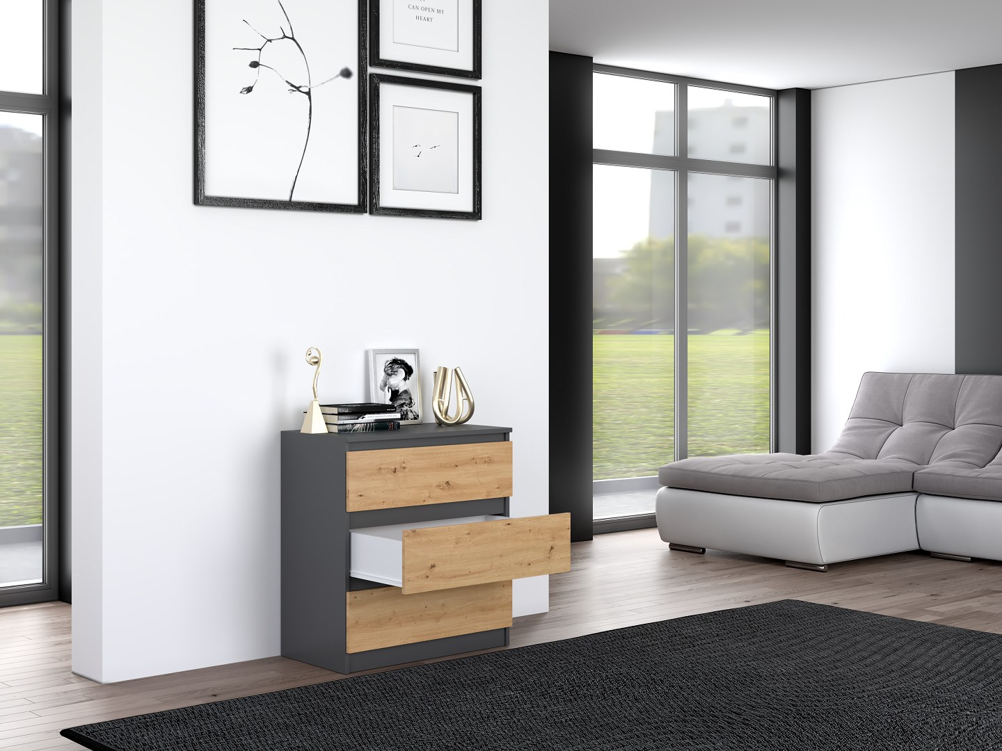 Komoda M3 70x40xH77 antracyt/artisan - obrazek 4