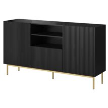Komoda PAFOS na złotym stelażu ze stali 150x40x90 czarny mat