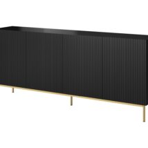 Komoda PAFOS na złotym stelażu ze stali 200x40x102 czarny mat