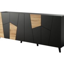 Komoda ETNA 200x42x82 czarny mat + dąb craft