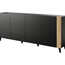 Komoda FARO 200x42x82 czarny mat + dąb craft