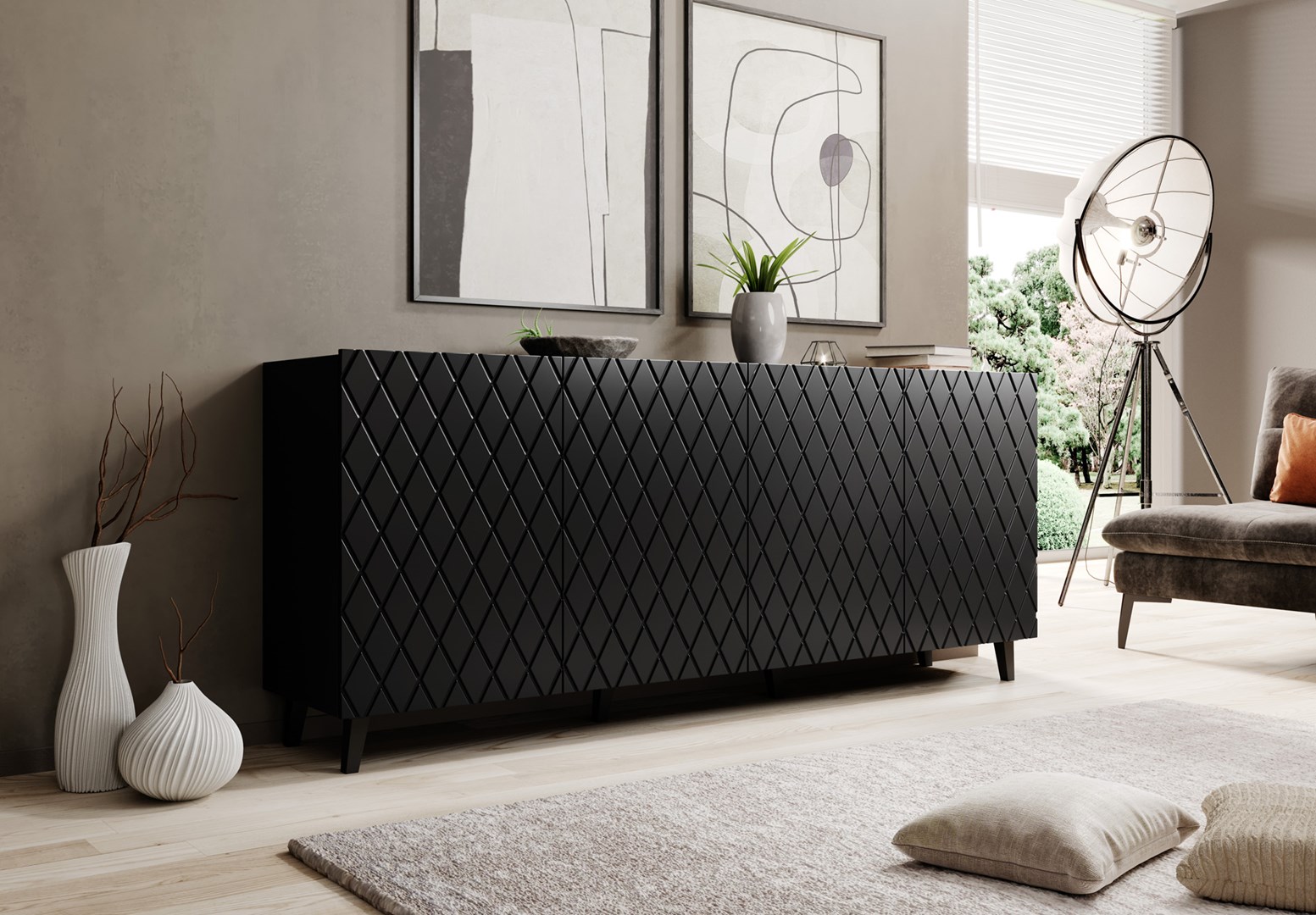 Komoda ASTI 200x42x82 czarny mat - obrazek 4