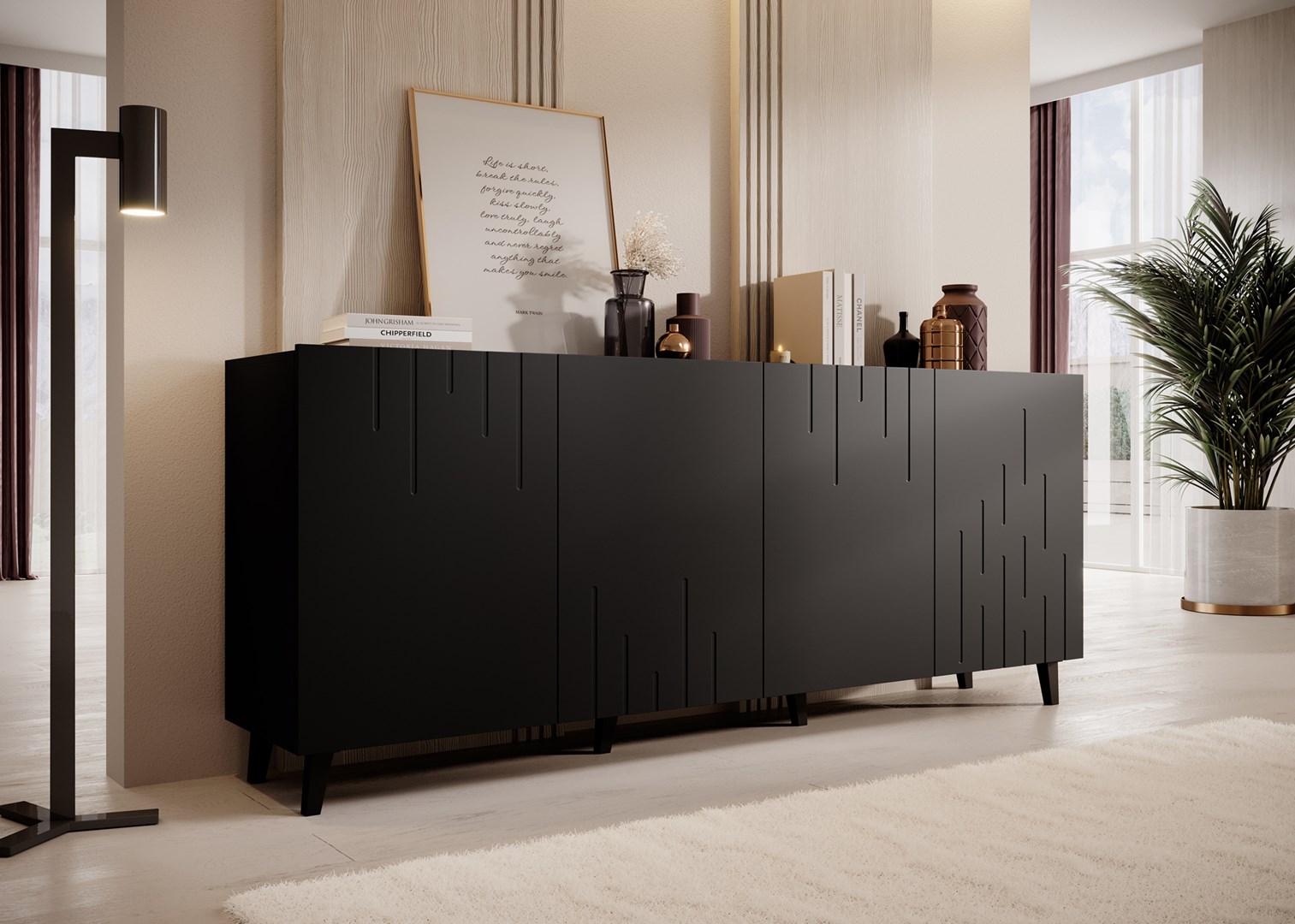 Komoda BARI 200x42x82 czarny mat - obrazek 4