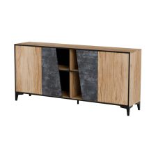 Komoda 4D OVO 180x38xH83 dąb/beton
