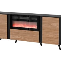 Komoda VOLARE 200x39x75 czarny/orzech + kominek