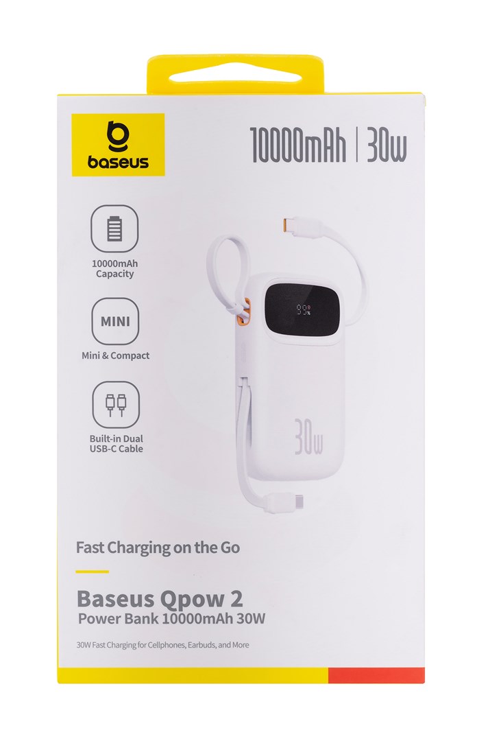 Powerbank Baseus QPow 2 10000mAh 30W 2xUSB-C (biały) - obrazek 3