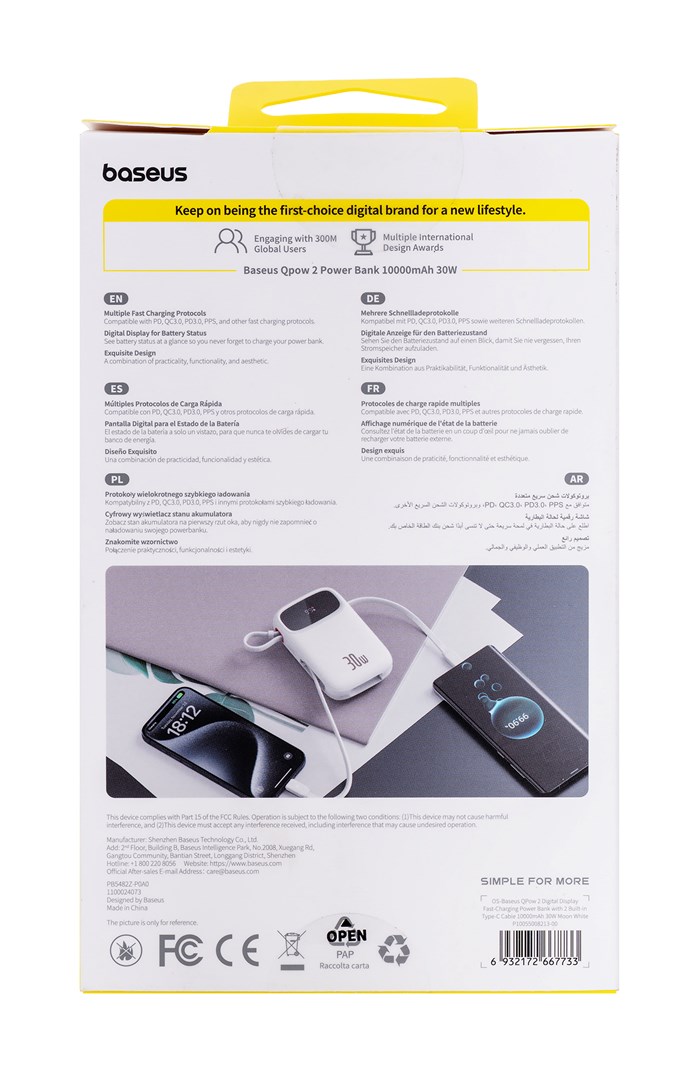 Powerbank Baseus QPow 2 10000mAh 30W 2xUSB-C (biały) - obrazek 4