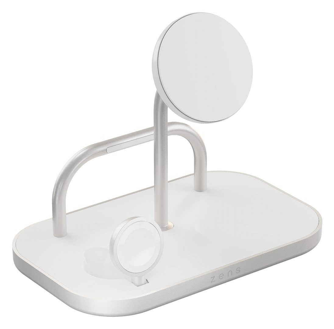Ładowarka ZENS ZEDC29W/00, Wewnątrz, AC, USB, Ładowanie bezprzewodowe, 1 m, Srebrny, Biały