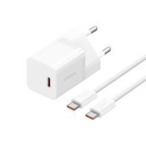 Ładowarka Baseus GaN5 mini 1C 30W EU+kabel USB-C (moon white)