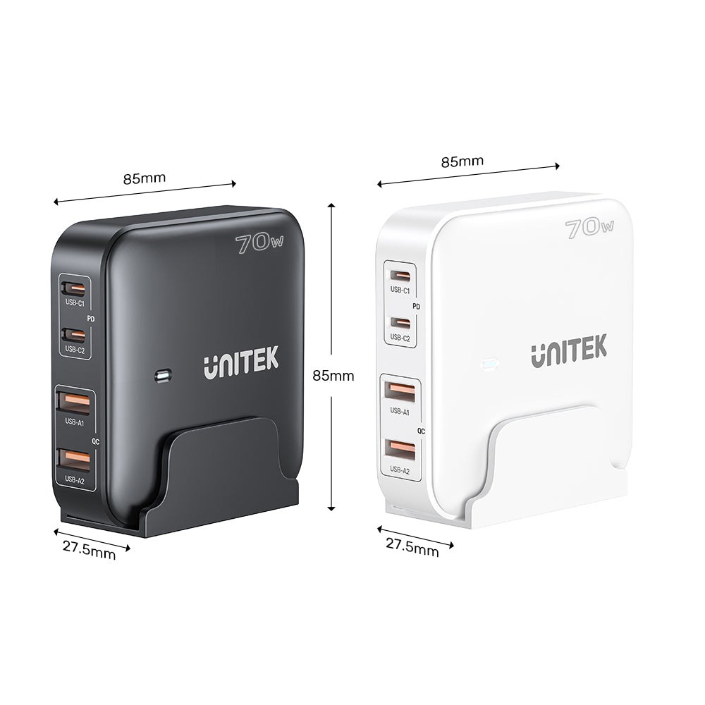 Sieciowa ładowarka GaN - Unitek P1229AWH01-EU | 100W 2x USB-C 2x USB-A - obrazek 3