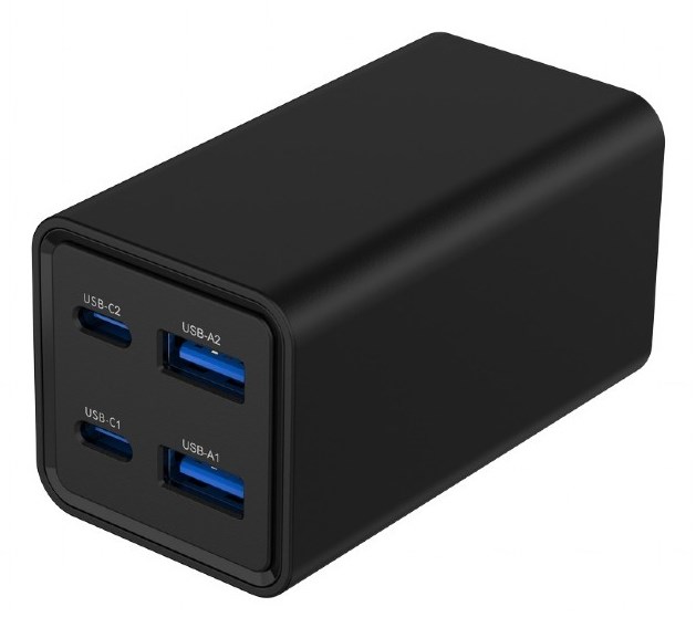 GEMBIRD 4-PORTOWA SZYBKA ŁADOWARKA SIECIOWA GAN (PD) USB (2X USB-A + 2X USB-C), 65W, CZARNA - obrazek 3