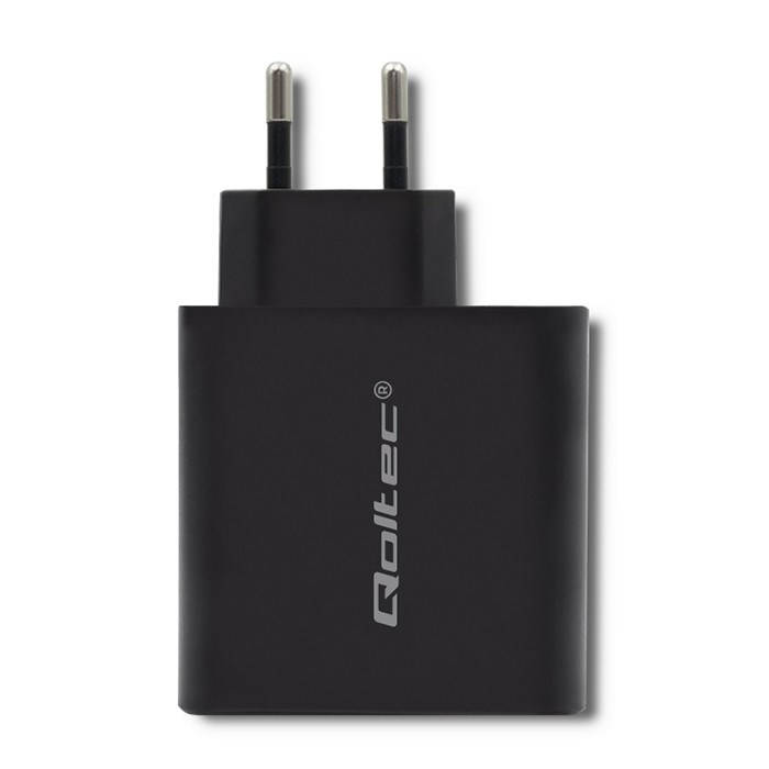 QOLTEC ŁADOWARKA SIECIOWA 63W | 5-20V | 1.5-3A | USB TYP C PD | USB QC 3.0 | CZARNA - obrazek 3