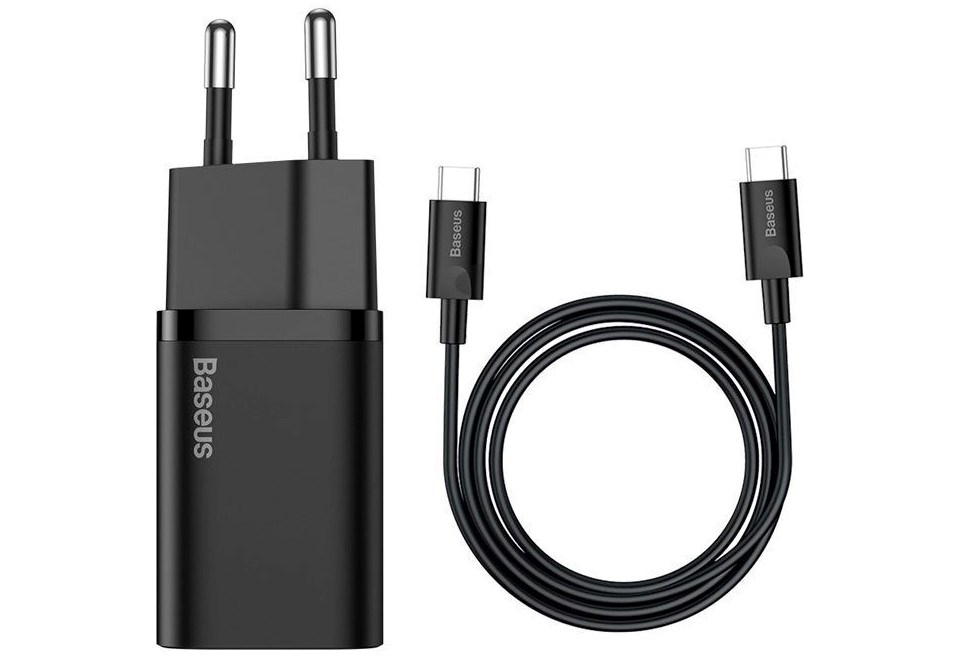BASEUS ŁADOWARKA SIECIOWA Z KABLEM USB-C DO USB-C TZCCSUP-L01 SUPER SI 1C 25W CZARNA - obrazek 3