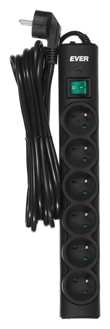 Listwa przeciwprzepięciowa Ever OPTIMA 5,0m (6 x UTE; 10 A; kolor czarny) (T/LZ08-OPT050/0000) - obrazek 3