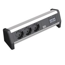 Listwa zasilająca stołowa BACHMANN 3 gniazda bezpieczeństwa, 2 CAT5e RJ45 żeńskie/żeńskie, Wejście zasilania: GST18 – żeńskie, bez zasilającego sprzedawany oddzielnie