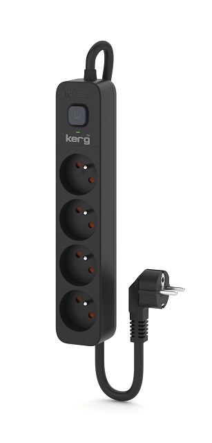 Listwa zasilająca KERG z wyłącznikiem-4 gniazda 16A 1,5m ; czarny