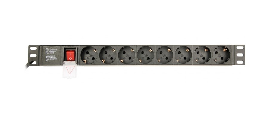 GEMBIRD LISTWA ZASILAJĄCA RACK 19" PDU EG-PDU-014-C14 1U, 10A, 8X SCHUKO, WTYK C14, KABEL 3M - obrazek 3
