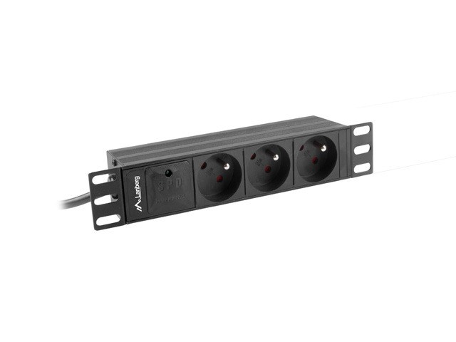 Listwa RACK Lanberg PDU-03E-0200-BK (3 x Typ E; 16 A (3680 W); 2m; kolor czarny) - obrazek 3