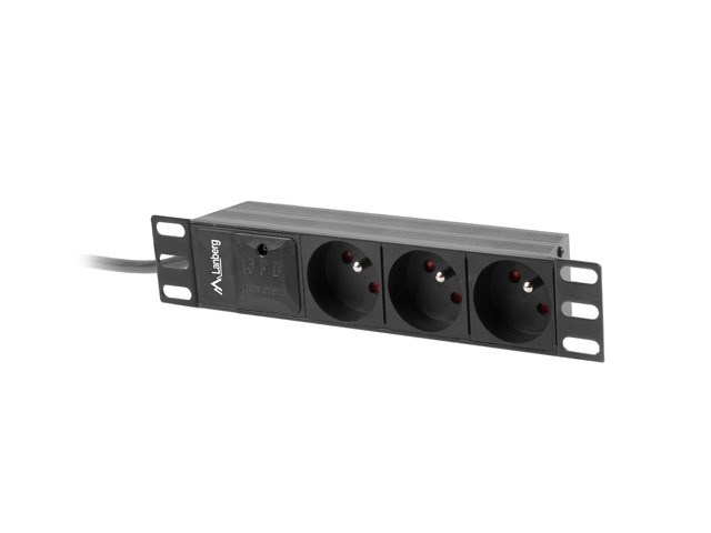 Listwa RACK Lanberg PDU-03E-0200-BK (3 x Typ E; 16 A (3680 W); 2m; kolor czarny) - obrazek 4