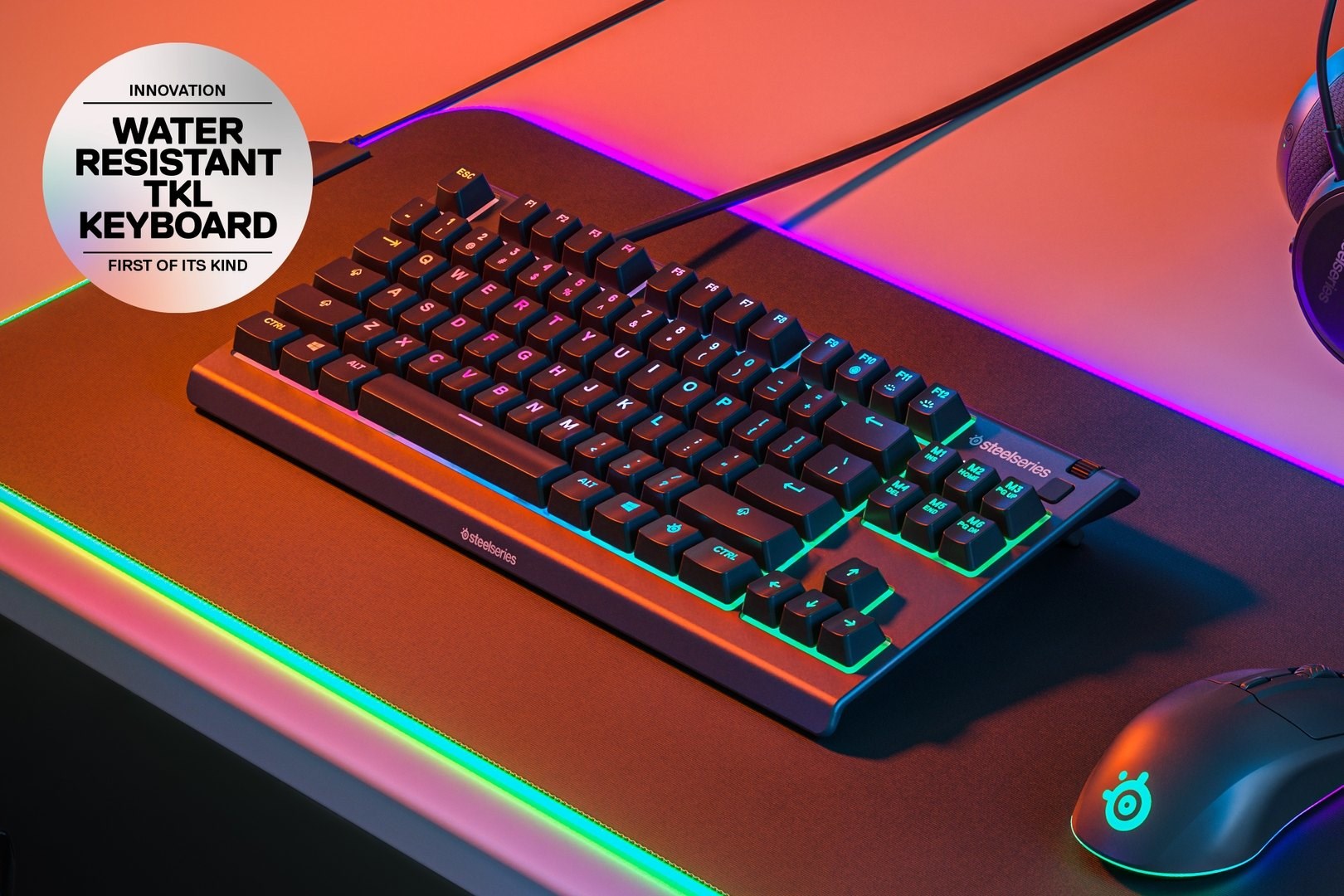 Klawiatura gamingowa SteelSeries Apex 3 Tenkeyless Klawiatura do gier Światło LED RGB Amerykańskie przewodowe przełączniki Whisper-Quiet - obrazek 3
