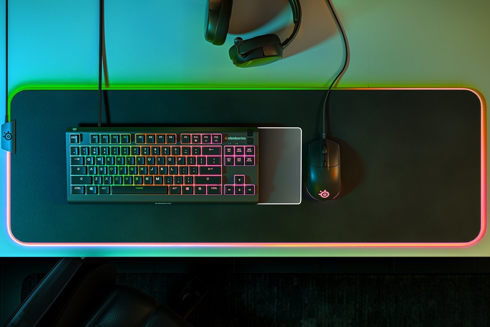 Klawiatura gamingowa SteelSeries Apex 3 Tenkeyless Klawiatura do gier Światło LED RGB Amerykańskie przewodowe przełączniki Whisper-Quiet - obrazek 4