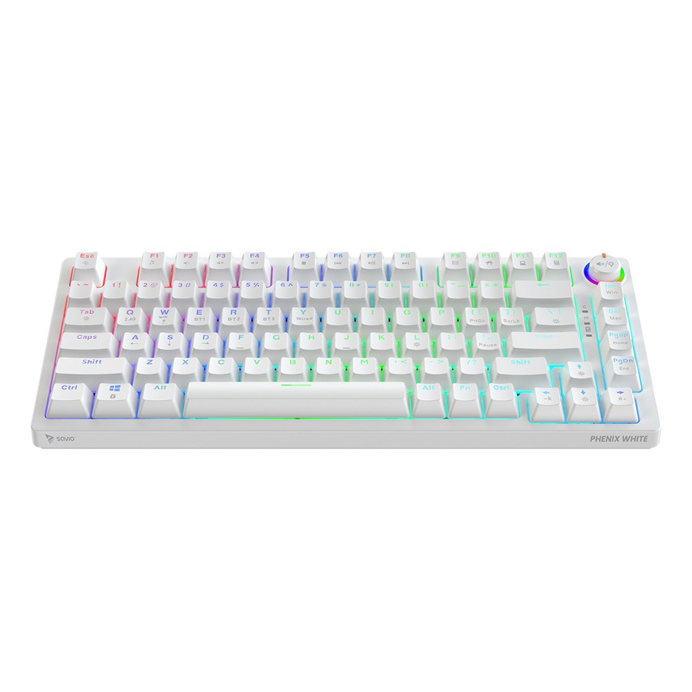 SAVIO KLAWIATURA MECHANICZNA BEZPRZEWODOWA PHENIX WHITE GATERON RED PRO ABS - obrazek 3