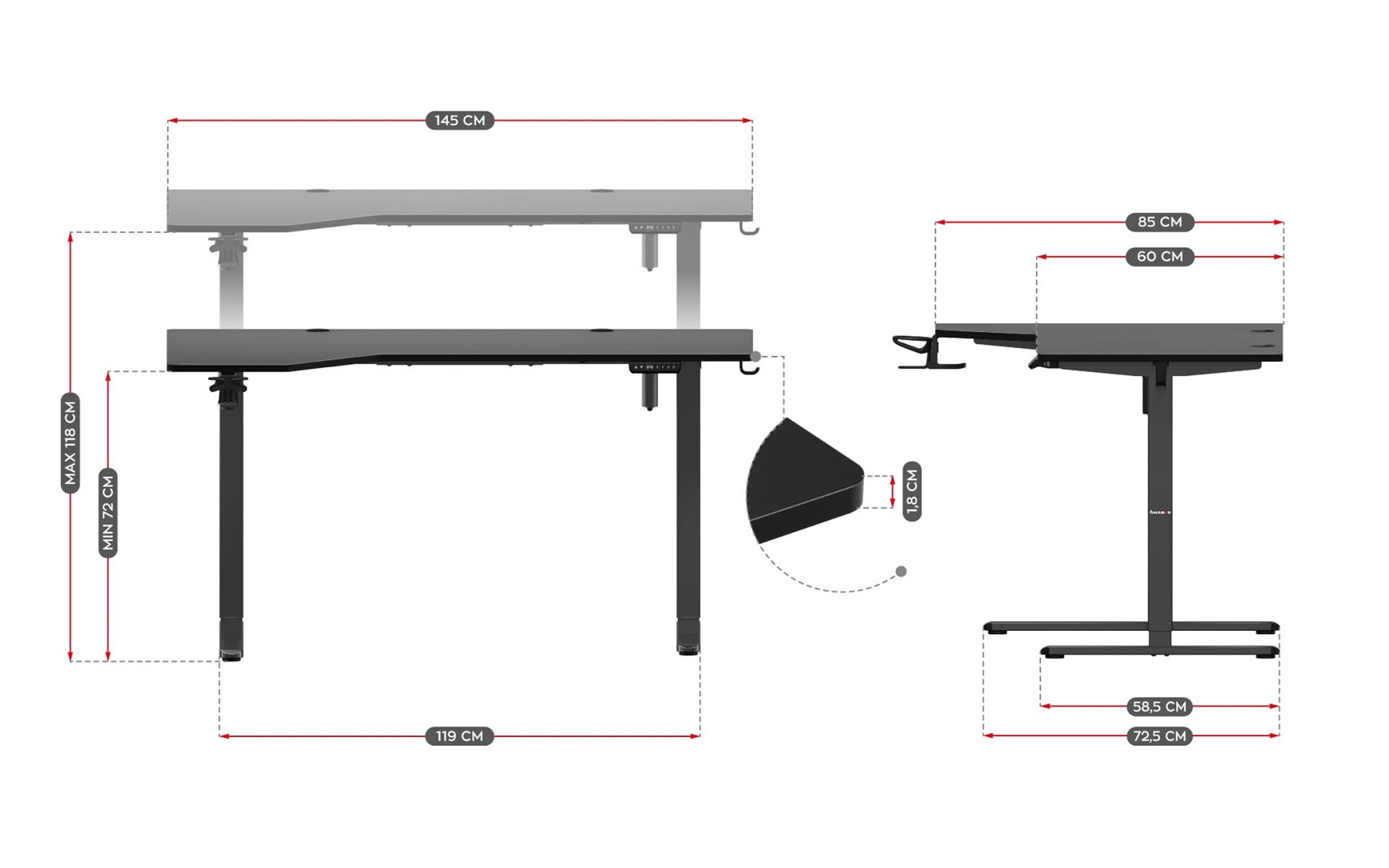 Biurko gamingowe Huzaro Hero 9.1 - obrazek 3