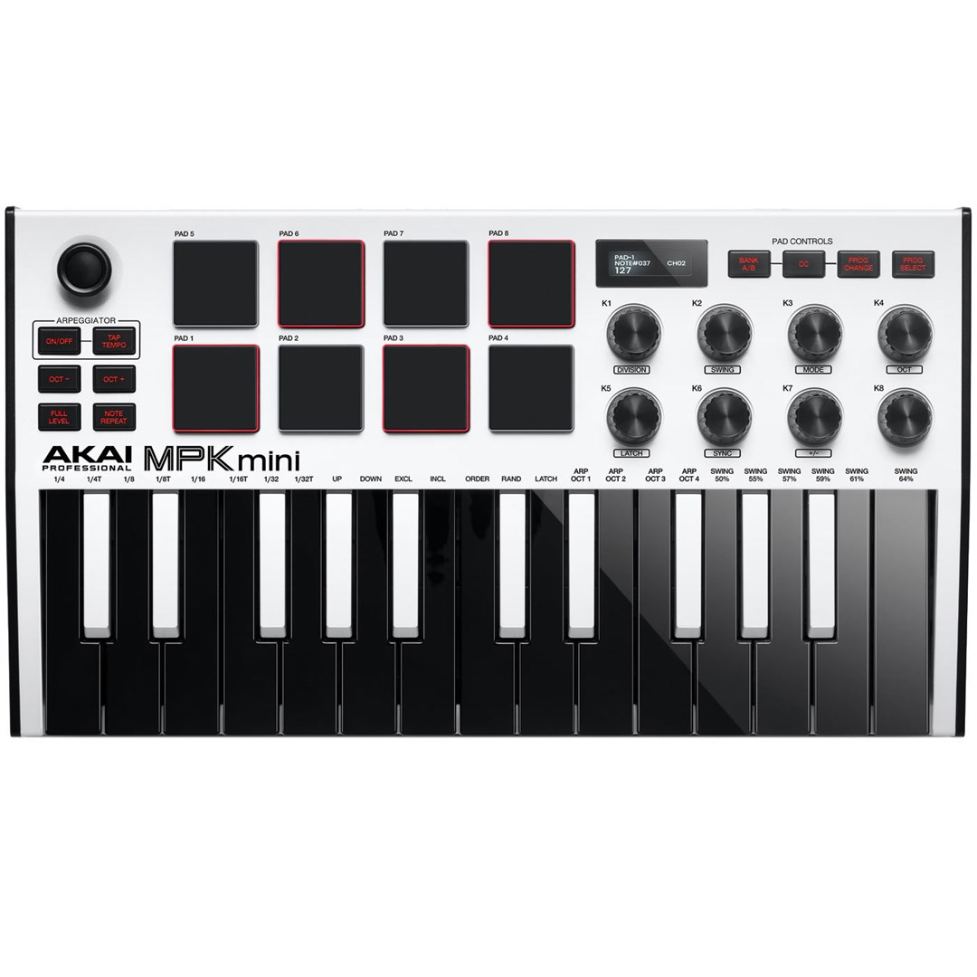 AKAI MPK MINI 3 WHITE - Mini klawiatura sterująca - obrazek 3
