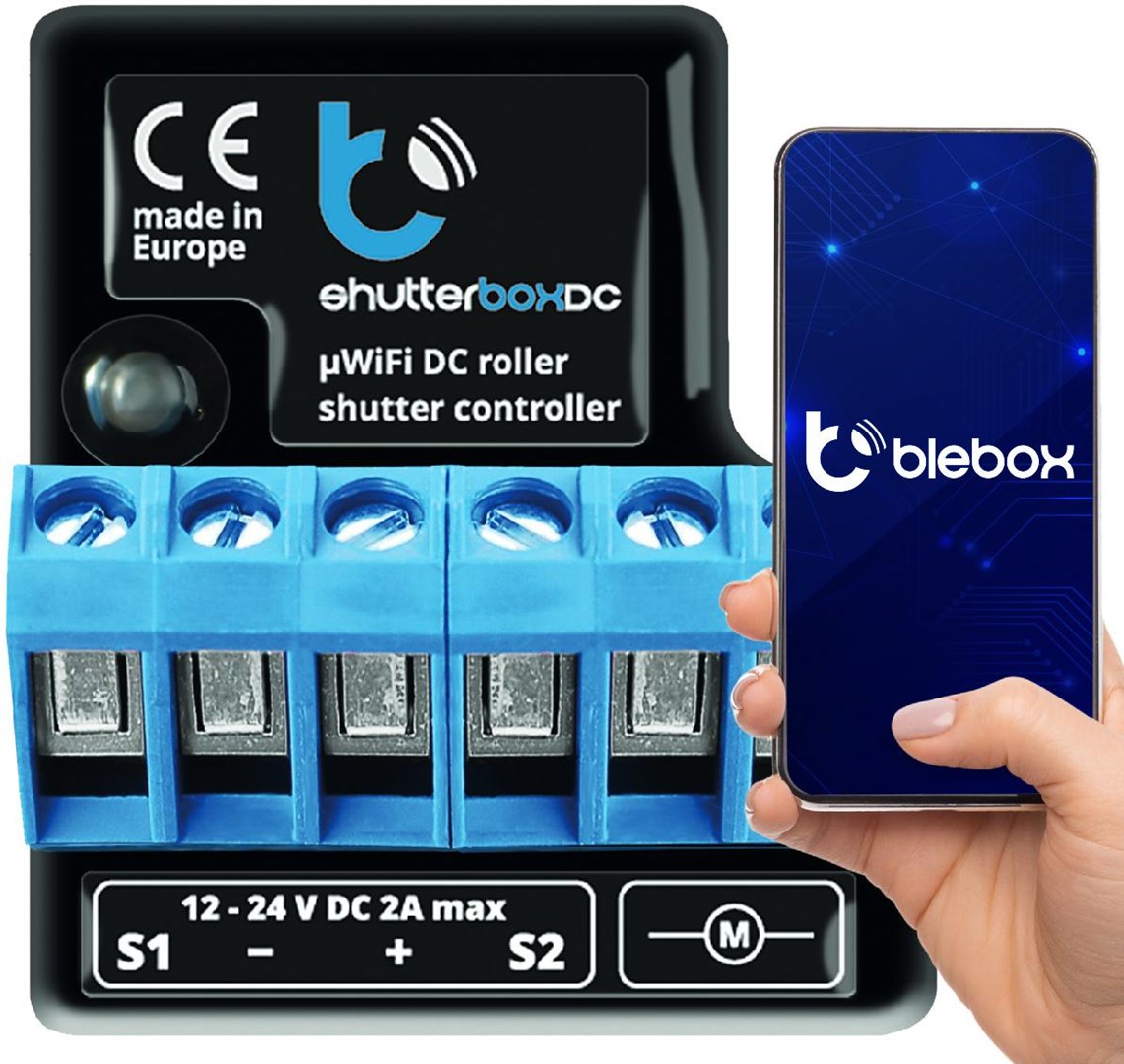 BLEBOX shutterBoxDC v2 moduł i/o WiFi 2x wej. binarne 2x wyj. przekaźnikowe 230V