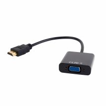 Adapter GEMBIRD A-HDMI-VGA-03 (HDMI M – D-Sub (VGA) F; 0,15m; kolor czarny)