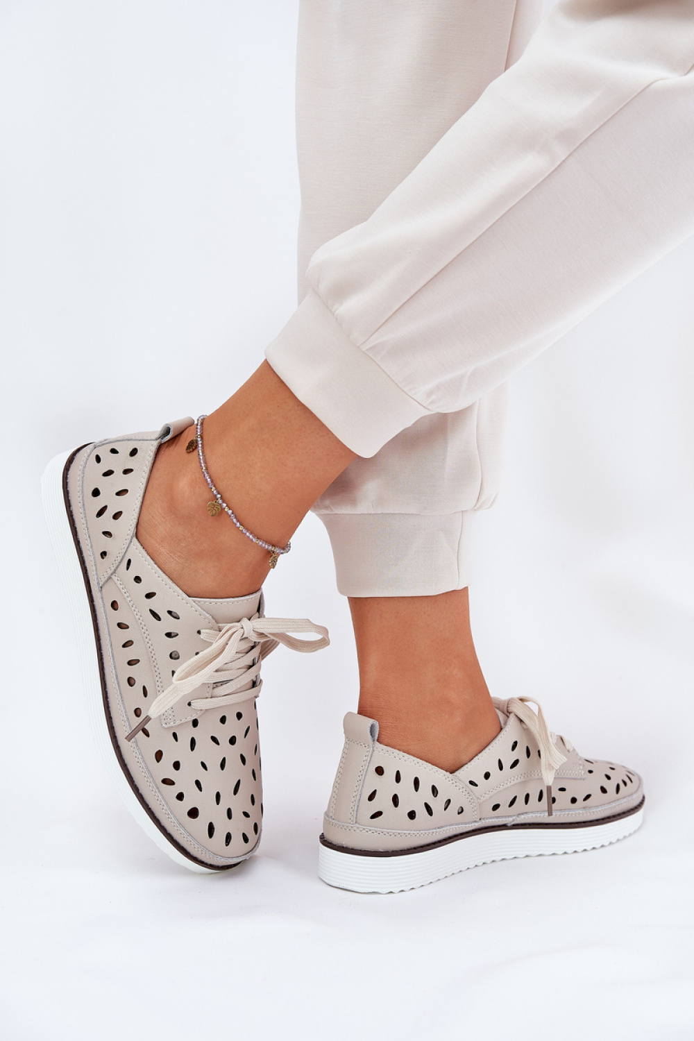 Półbuty Model S.Barski LR51-610 Beige - Step in style - obrazek 3