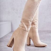 Kozaki Model Tressa NC1299 Beige Zamsz – Step in style