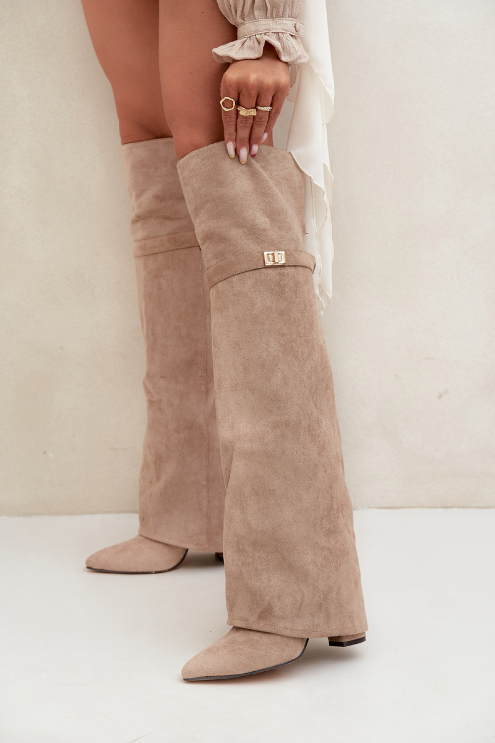 Kozaki Model Serelle CLS-593 Beige Zamsz - Step in style - obrazek 3