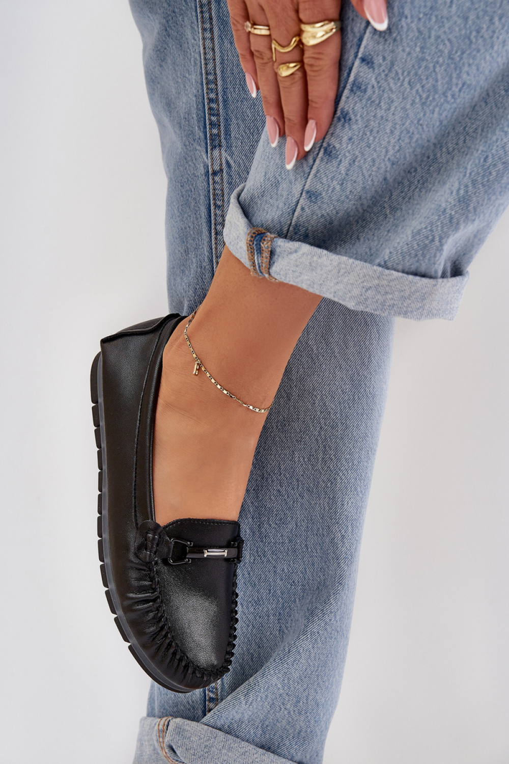 Mokasyny Model S.Barski LR51-547 Black Skóra - Step in style - obrazek 3