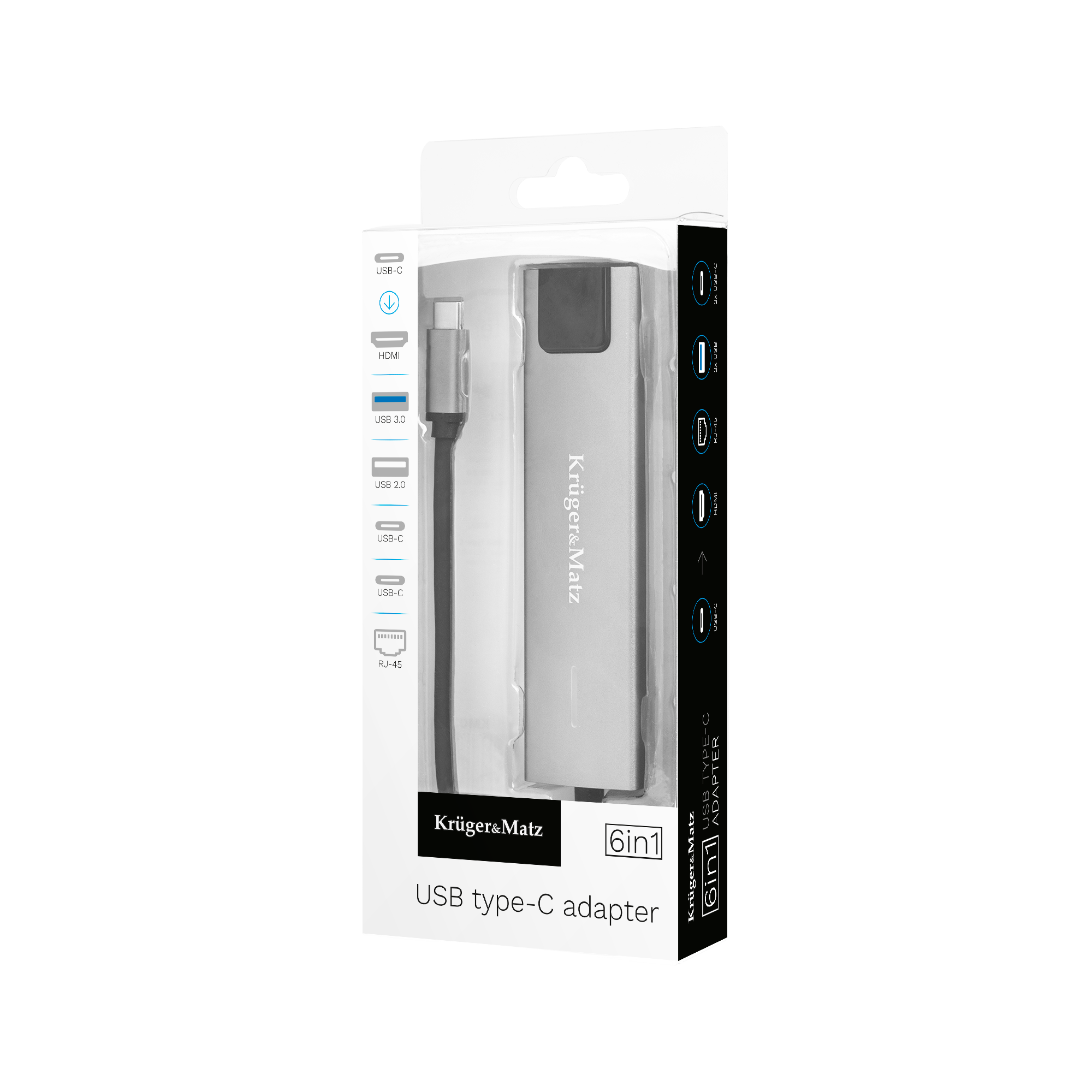 Adapter (HUB) USB typu C na HDMI/2x USB3.0/2x USB typu C/RJ45 - obrazek 4