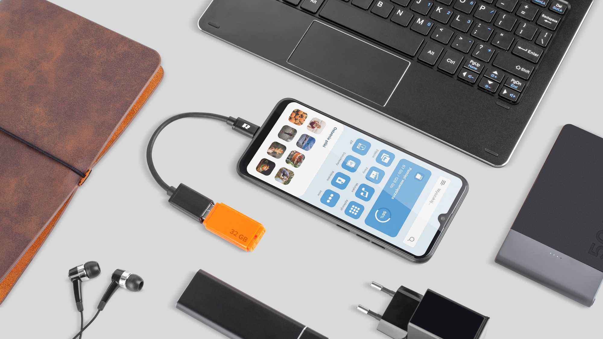 Adapter USB gniazdo A 3.0 - wtyk typu C OTG REBEL 15 cm - obrazek 2