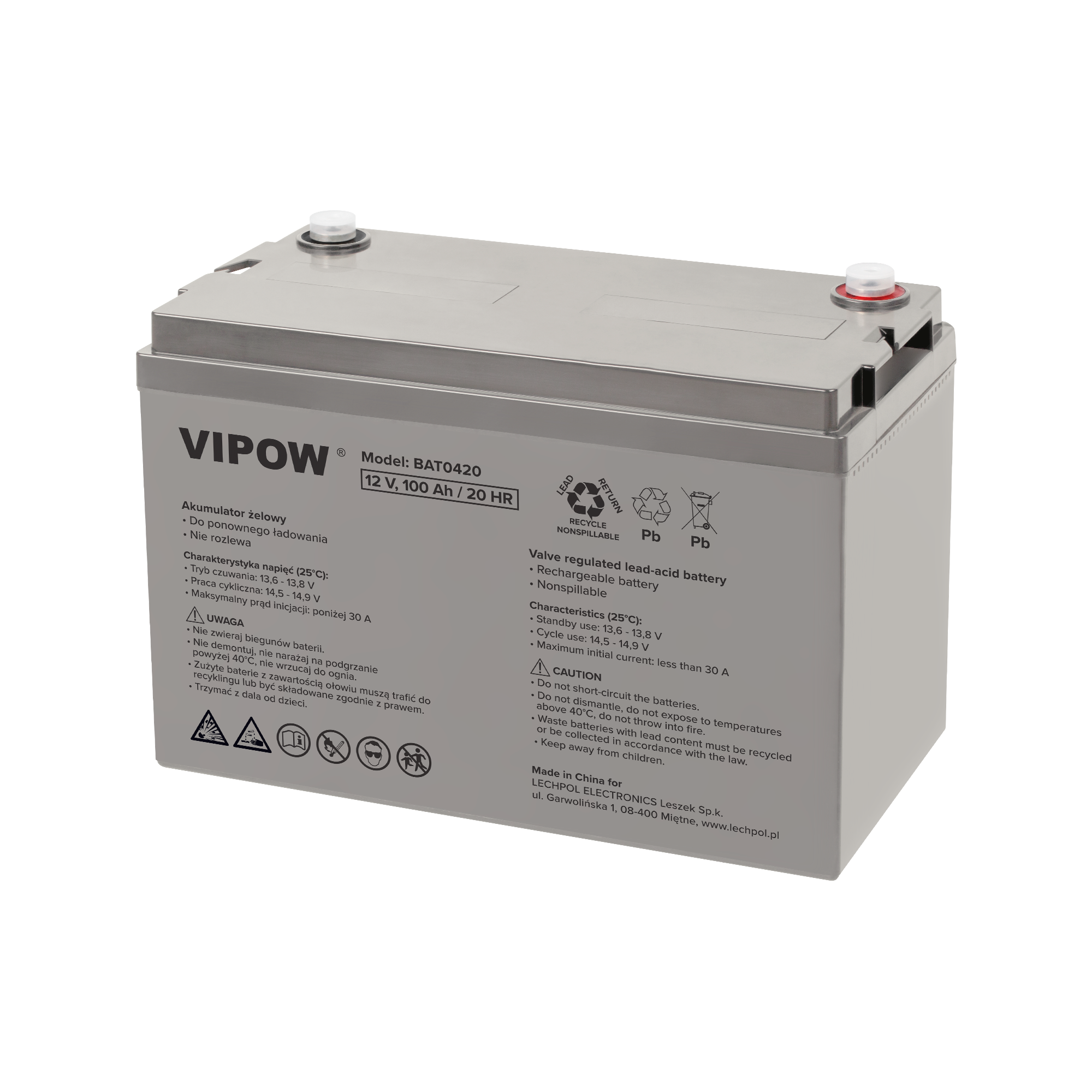 Akumulator żelowy 12V 100Ah Vipow