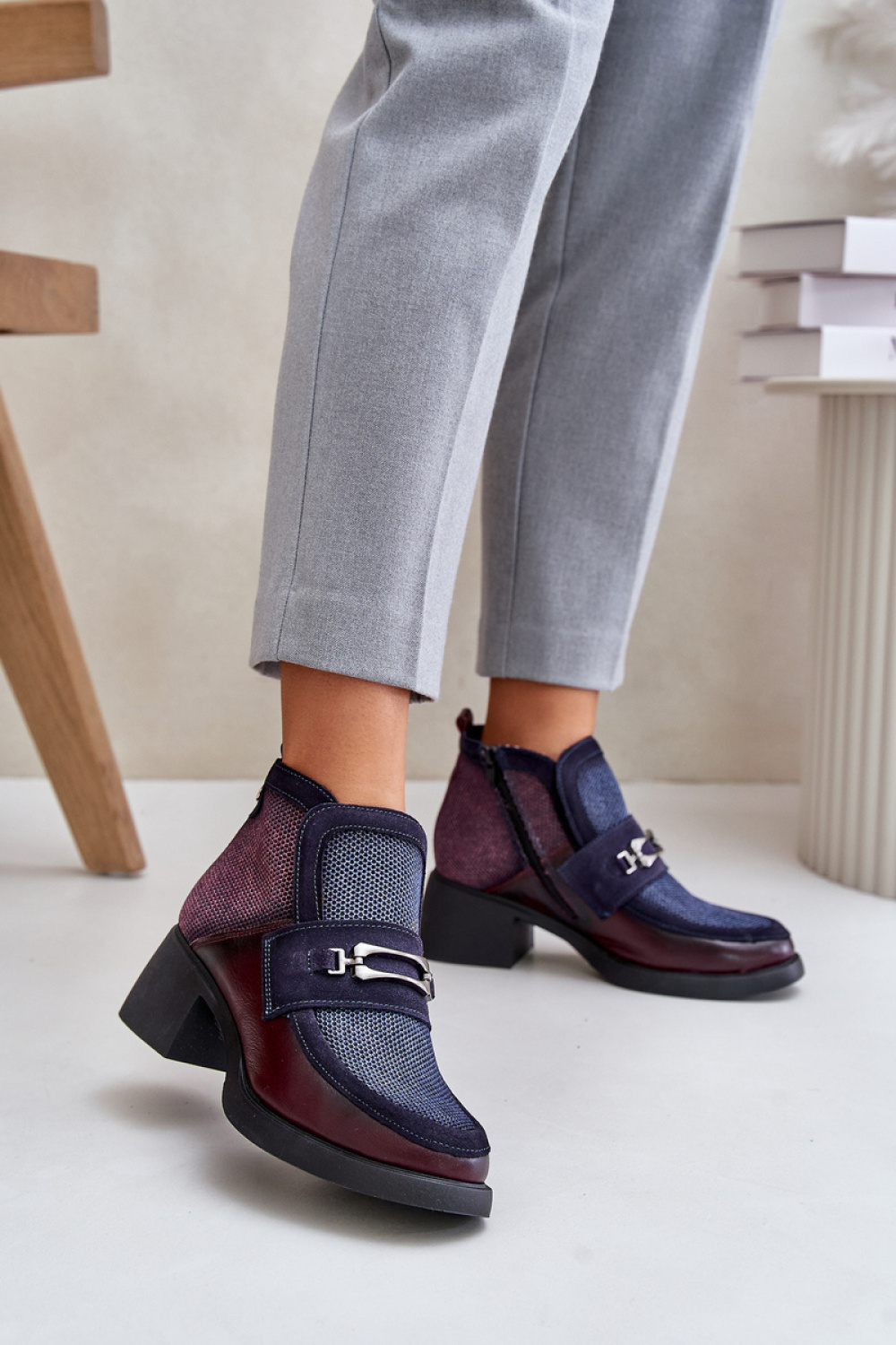 Botki Model Maciejka A6747-23 Bordo/Navy - Step in style