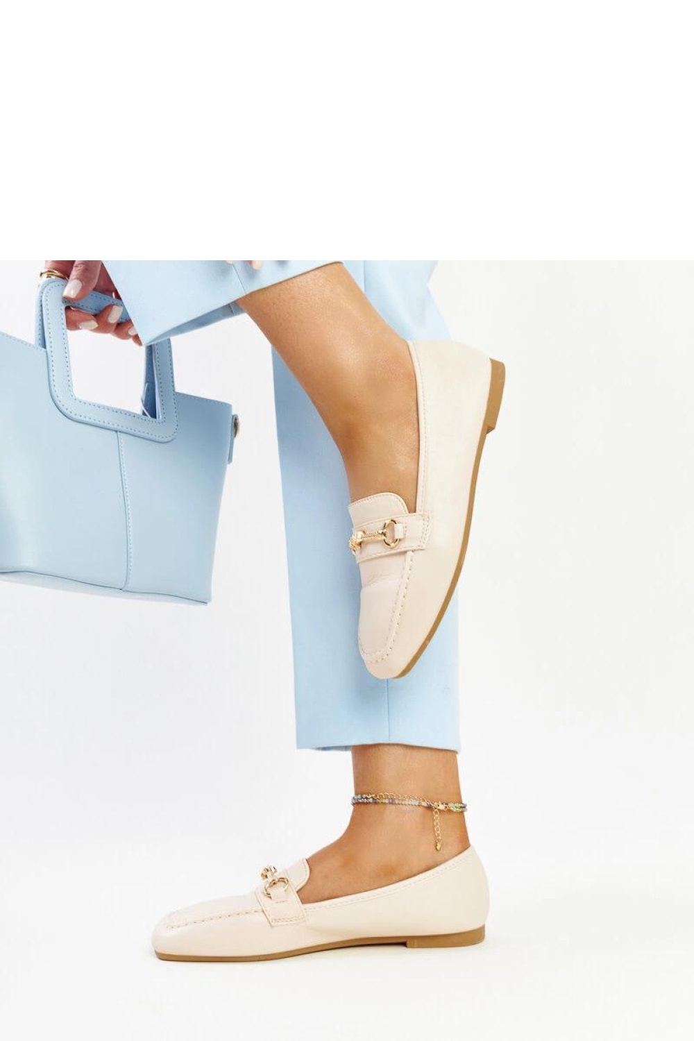 Jasnobeżowe ozdobne mokasyny Docherty - Solea - obrazek 5