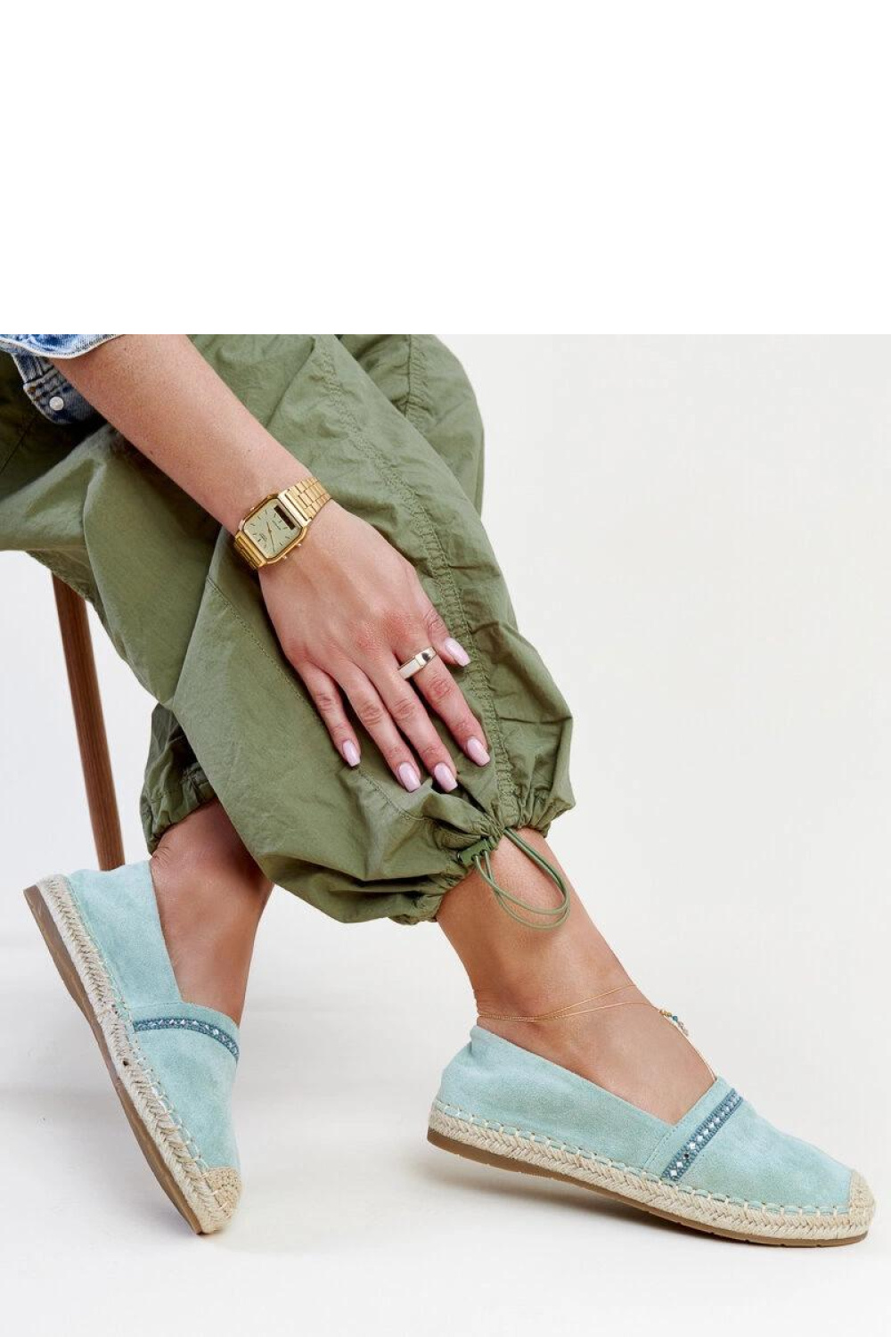 Zielone espadryle z cyrkoniami Abia - Solea - obrazek 2