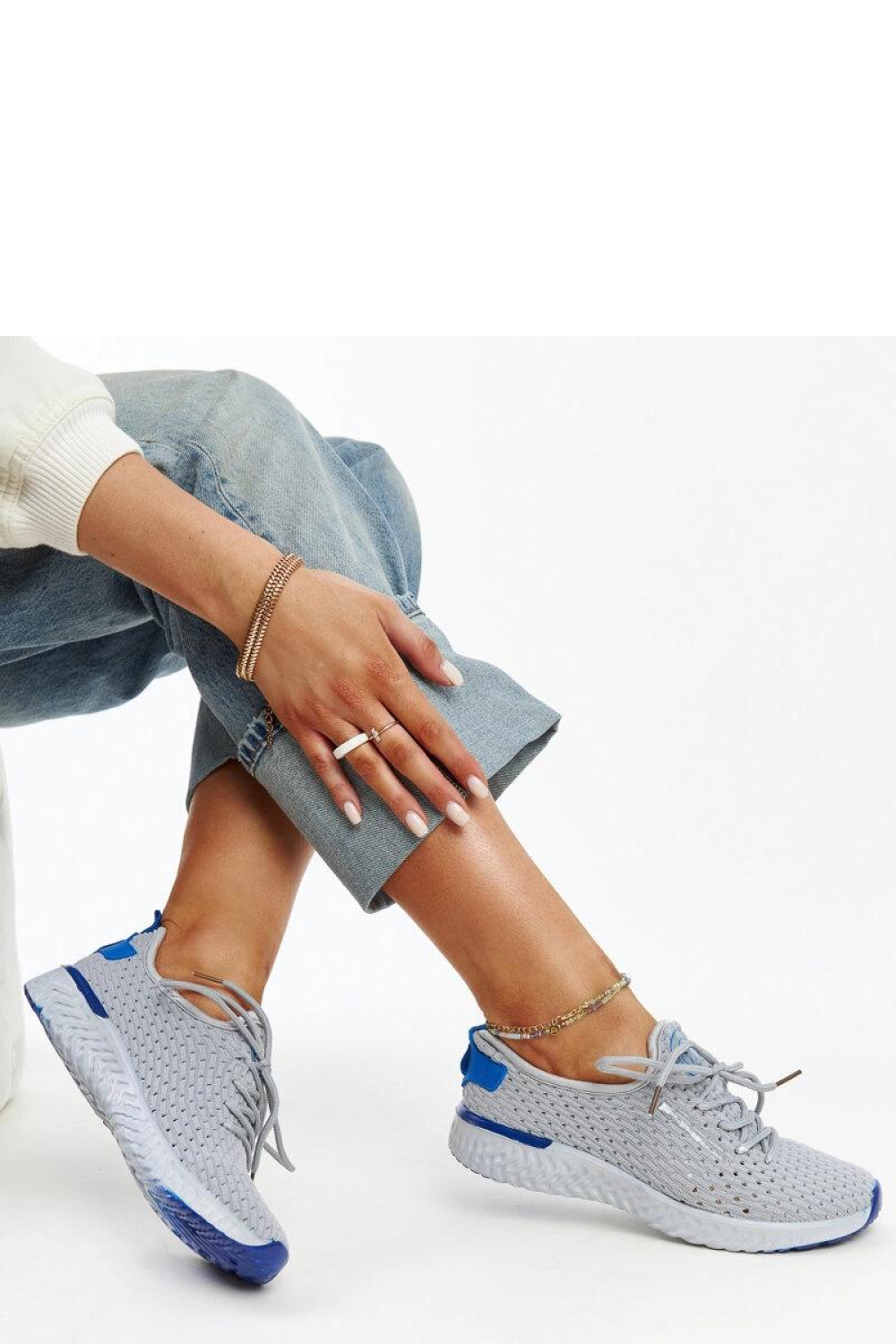 Szare materiałowe sneakersy damskie CROSS JEANS - Solea - obrazek 2