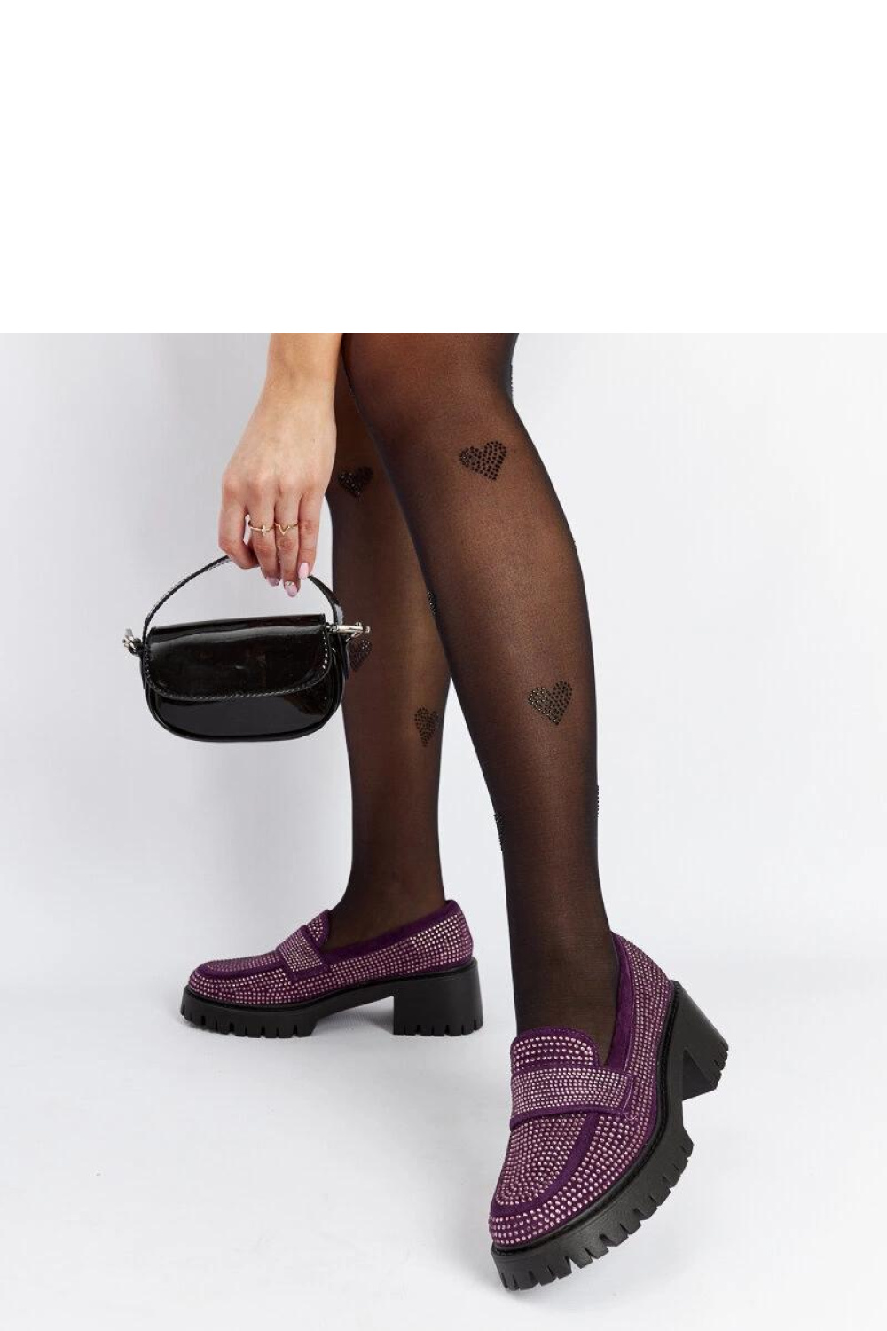 Fioletowe mokasyny na masywnym słupku Parent - Solea - obrazek 4