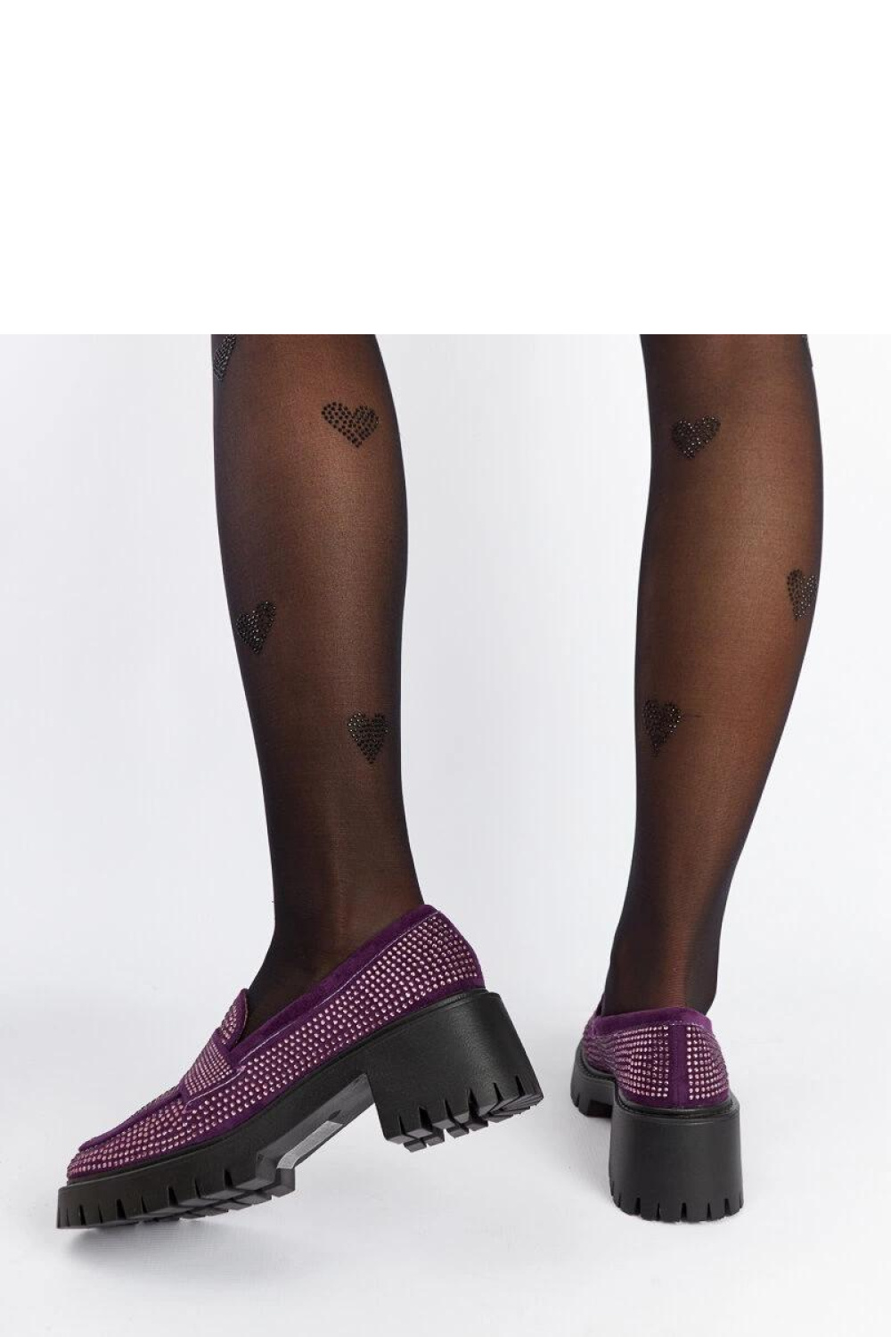 Fioletowe mokasyny na masywnym słupku Parent - Solea - obrazek 5