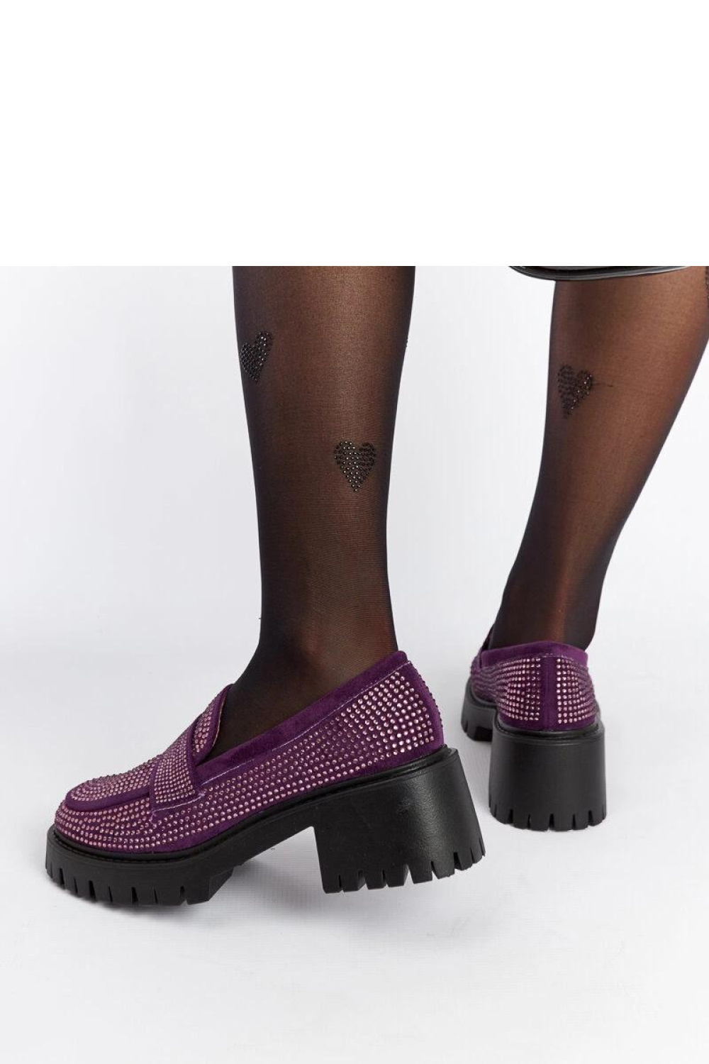 Fioletowe mokasyny na masywnym słupku Parent - Solea - obrazek 6
