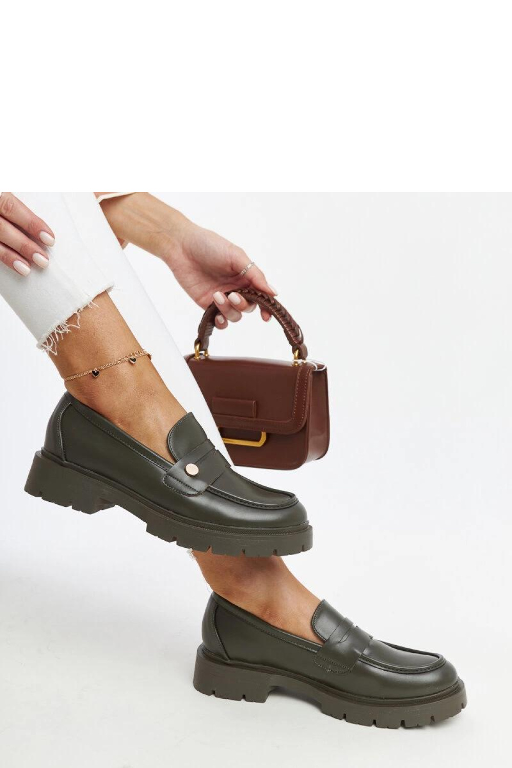 Ciemnozielone mokasyny Eko skórzane Mladenka - Solea - obrazek 2