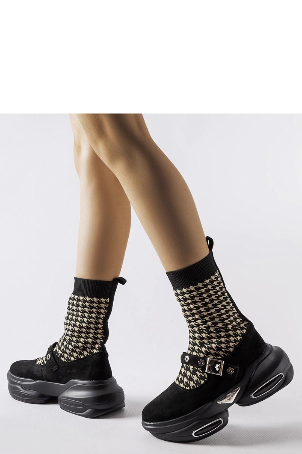 Czarne botki w pepitkę Ivana - Solea - obrazek 3