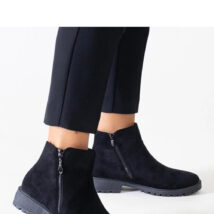 Czarne botki z metalowymi wstawkami eko-zamsz Branda – Solea