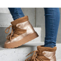 Brązowe śniegowce na platformie ocieplane futerkiem Sapphi – Solea