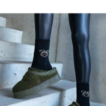 Zielone śniegowce na platformie z niską cholewką i haftowanym wzorem Greene – Solea